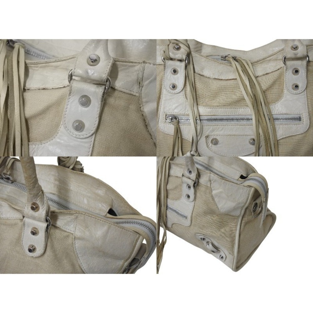 BALENCIAGA Part Time Handbag Shoulder Bag Cream Leather - Picture 5 of 10